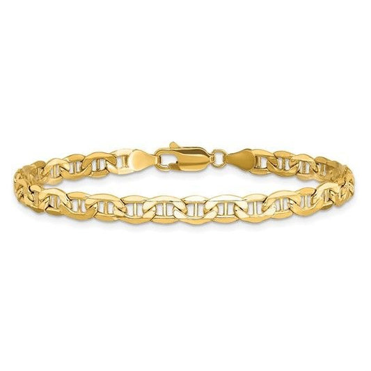 14K Yellow Gold 4mm Anchor Chain Bracelet 8" Lobster Clasp