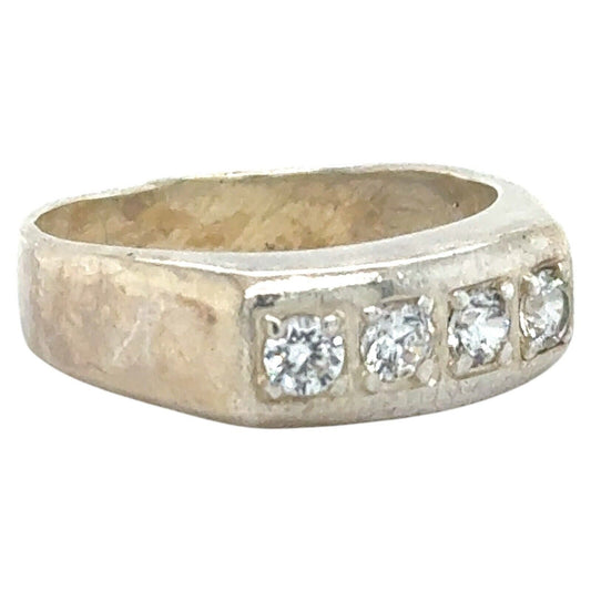 Cubic Zirconia Accent Band Ring .925 Sterling Silver 7.1g Size 11.25