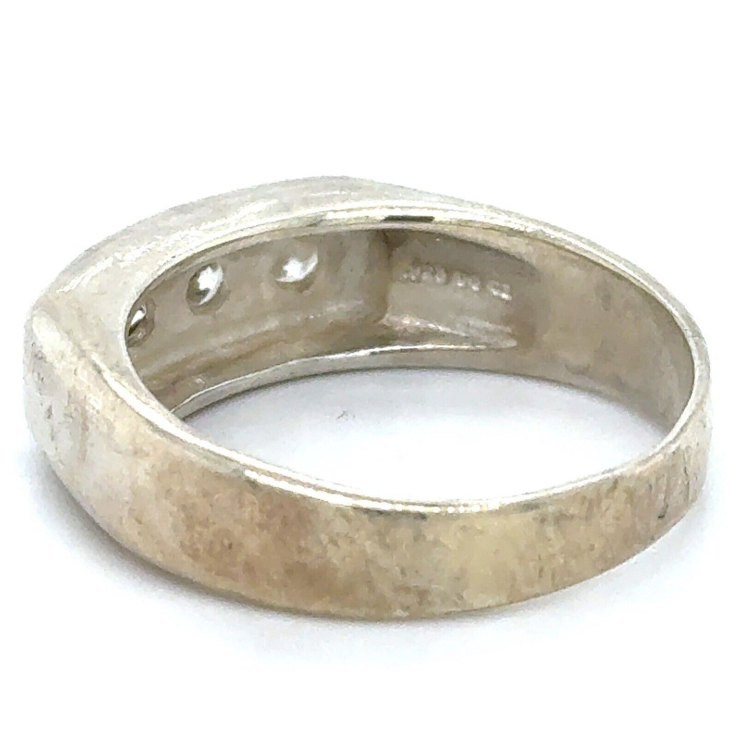 Cubic Zirconia Accent Band Ring .925 Sterling Silver 7.1g Size 11.25