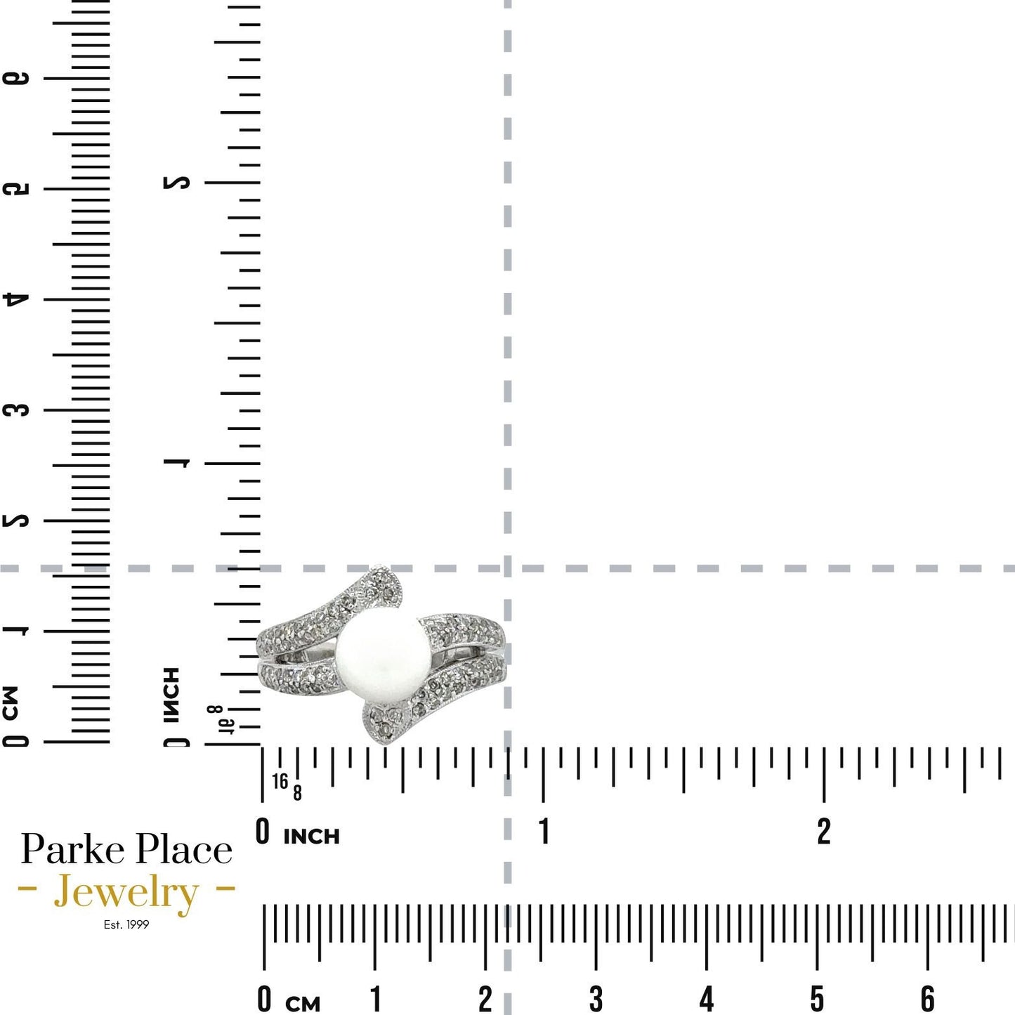14k White Gold 8mm Pearl Solitaire & 1/3ctw Diamond Accents 6.4g Size 6.25 Ring