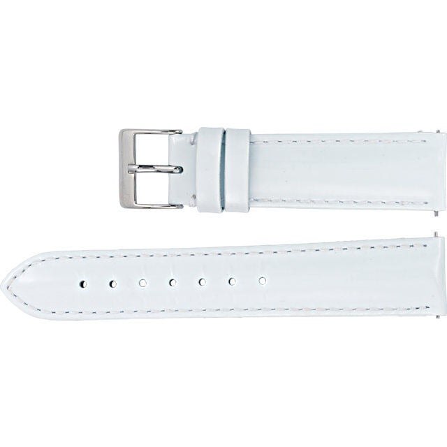 Ladies 18 mm Regular White EZ-Change™ Patent Leather Padded Watch Strap Band