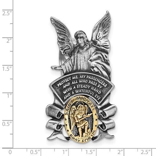 Pewter Finish and Gold-tone St Michael and Guardian Angel Visor Clip