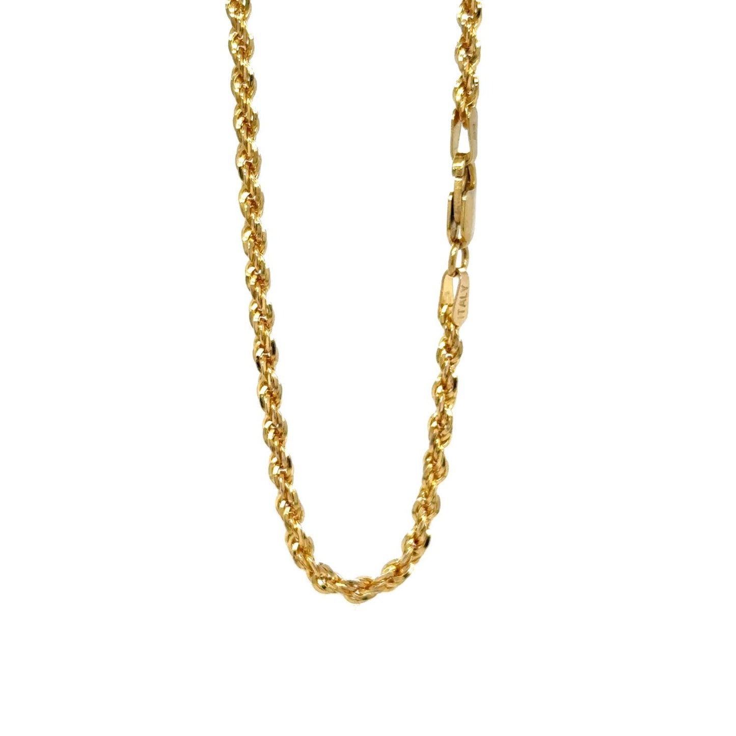 14K Yellow Gold 2.5mm Rope Chain Necklace 24" Lobster Clasp 12.9g