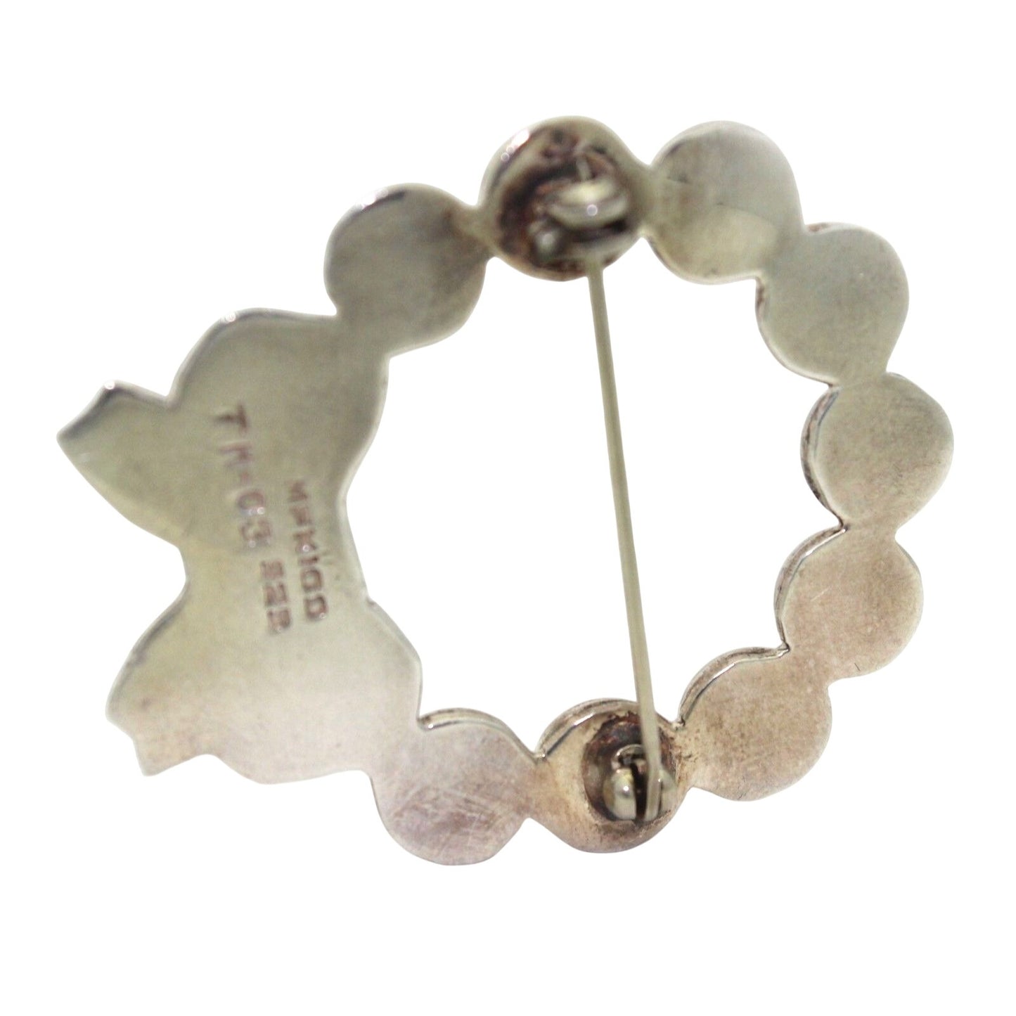Sterling Silver Bead Wreath Bow Accent Brooch