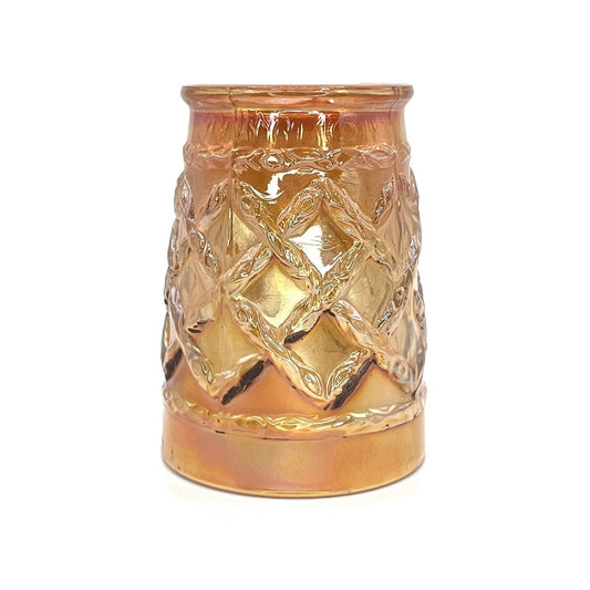 Vintage Carnival Glass Cup Iridescent Tumblr Water Marigold Orange