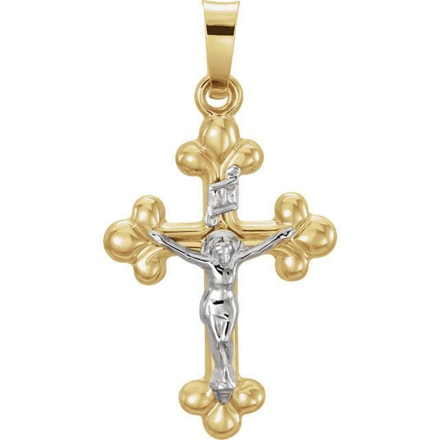 14K Yellow & White Crucifix Pendant