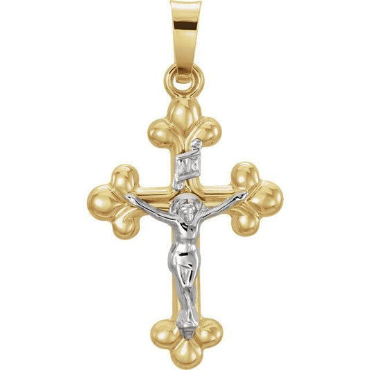 14K Yellow & White Crucifix Pendant