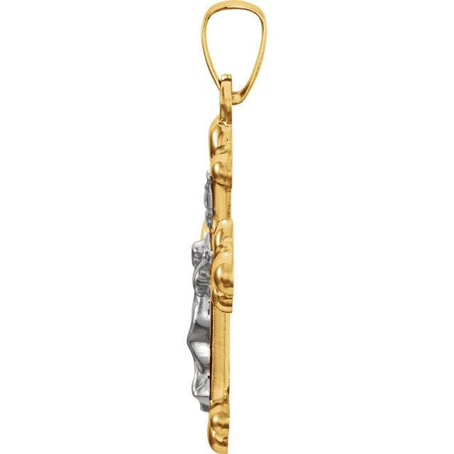 14K Yellow & White Crucifix Pendant