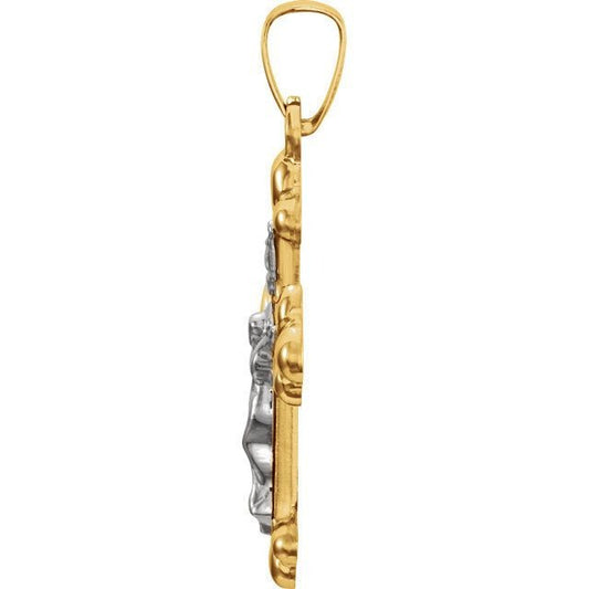 14K Yellow & White Crucifix Pendant