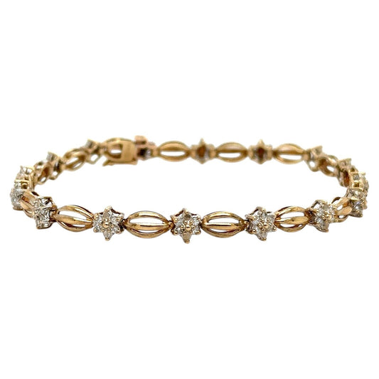 1/3ctw Diamond 10k Yellow Gold 7.5" inch Bracelet 6.6g