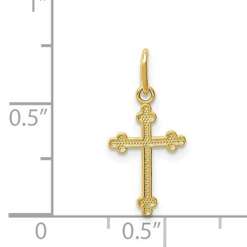 14k Yellow Gold Polished Small Budded Cross Charm