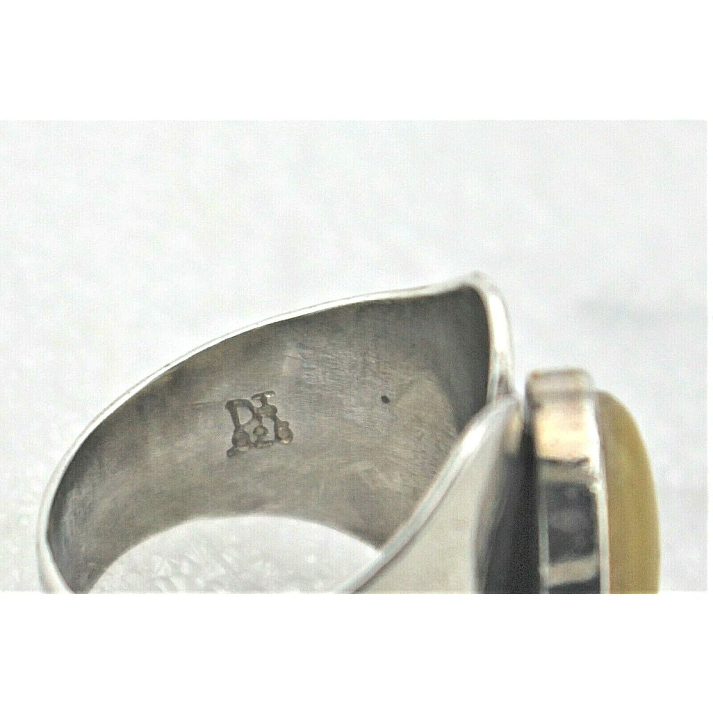 Sterling Silver Created Yellow Stone Solitaire Ring 7.9g Size 7