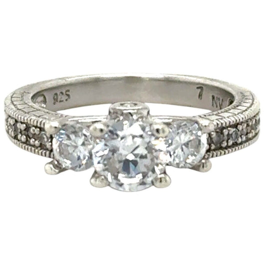 Cubic Zirconia Accents Ring .925 Sterling Silver 4.6g Size 7