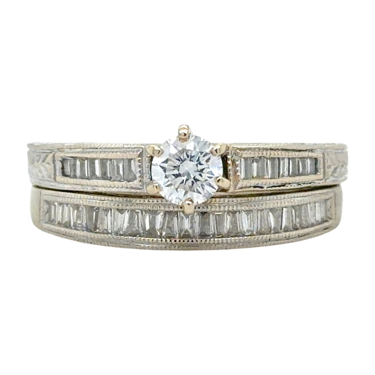 1ctw Diamond Bridal Wedding Ring Set 14k White Gold 5.5g Size 7
