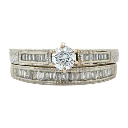1ctw Diamond Bridal Wedding Ring Set 14k White Gold 5.5g Size 7
