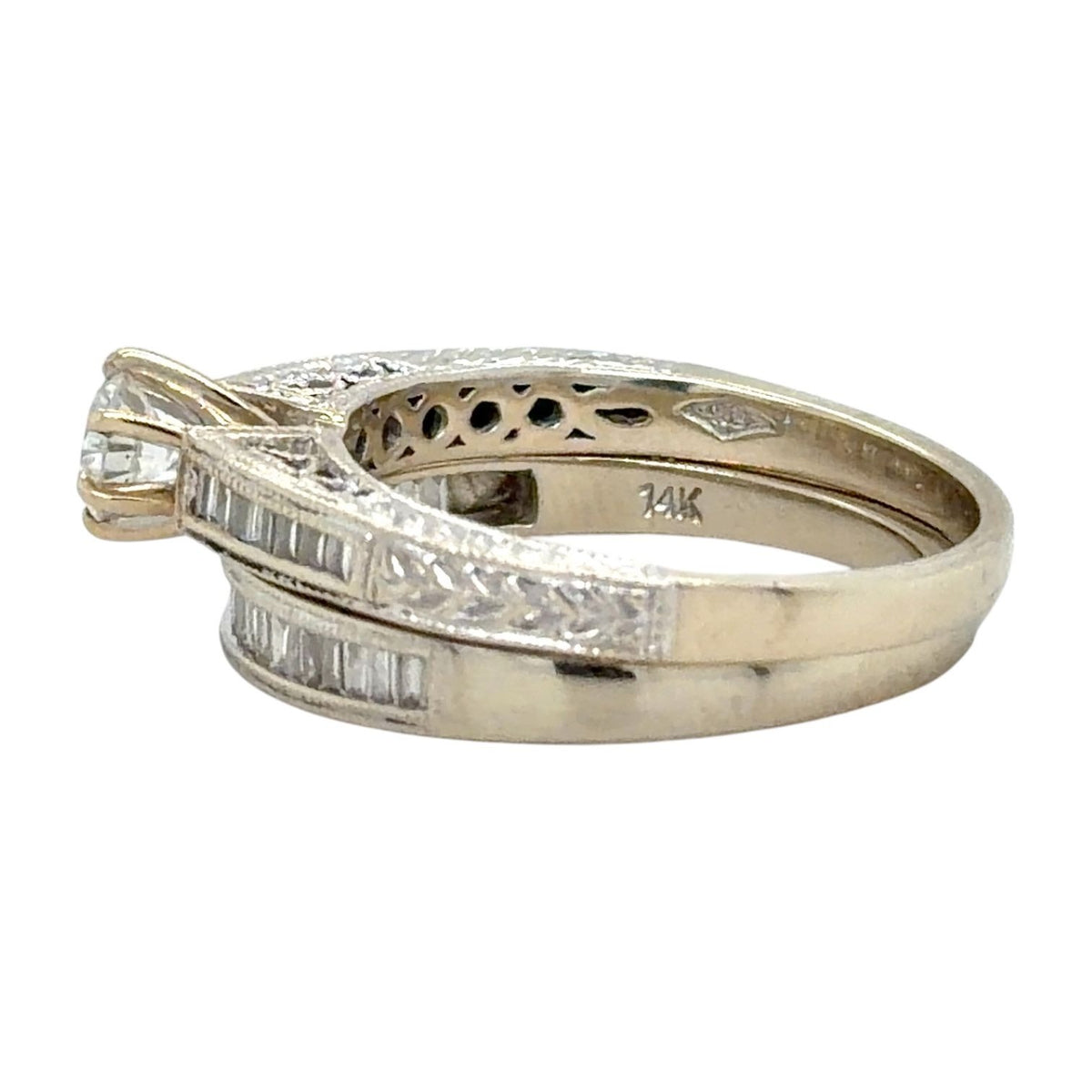 1ctw Diamond Bridal Wedding Ring Set 14k White Gold 5.5g Size 7