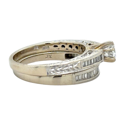 1ctw Diamond Bridal Wedding Ring Set 14k White Gold 5.5g Size 7