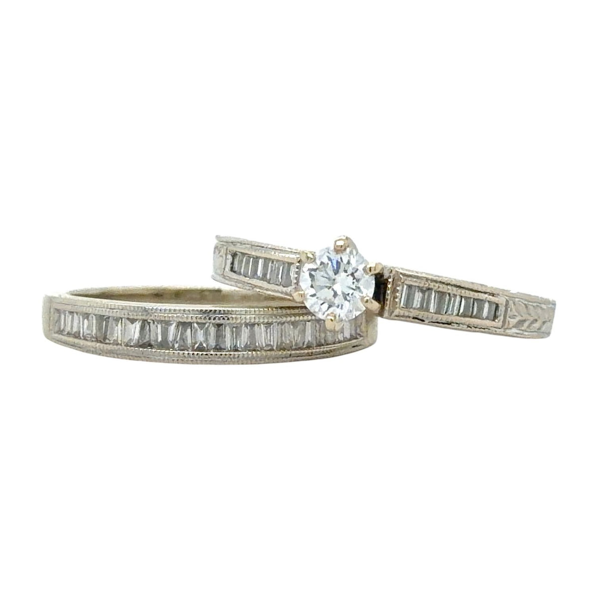 1ctw Diamond Bridal Wedding Ring Set 14k White Gold 5.5g Size 7