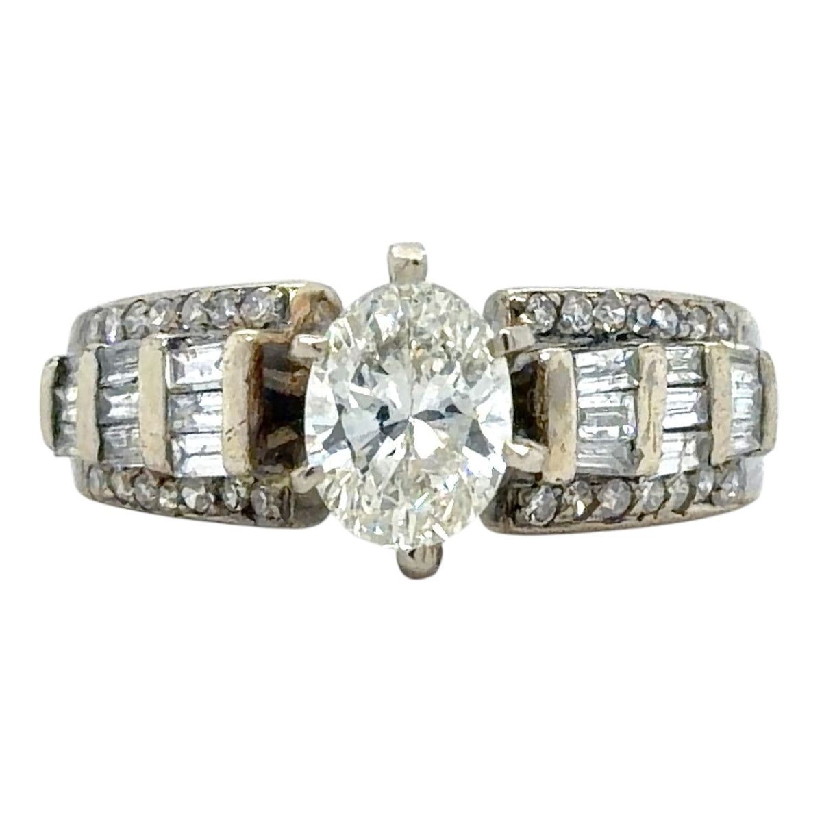 1 1/2ctw Diamond 10k White Gold Engagement Ring 4.2g Size 7.5