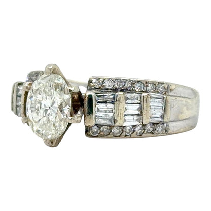 1 1/2ctw Diamond 10k White Gold Engagement Ring 4.2g Size 7.5