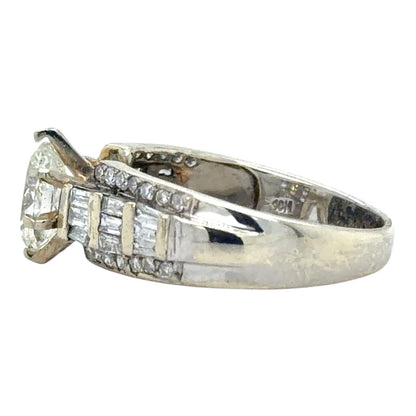 1 1/2ctw Diamond 10k White Gold Engagement Ring 4.2g Size 7.5