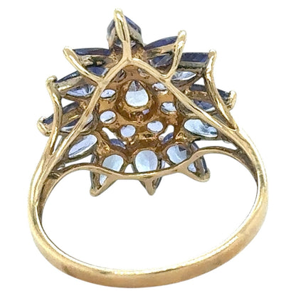2.75ctw Tanzanite Cluster 10k Yellow Gold Ring 2.8g Size 7.25