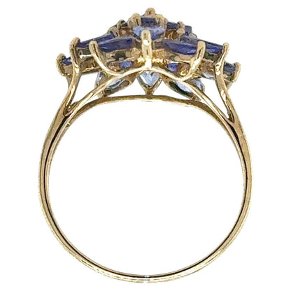 2.75ctw Tanzanite Cluster 10k Yellow Gold Ring 2.8g Size 7.25