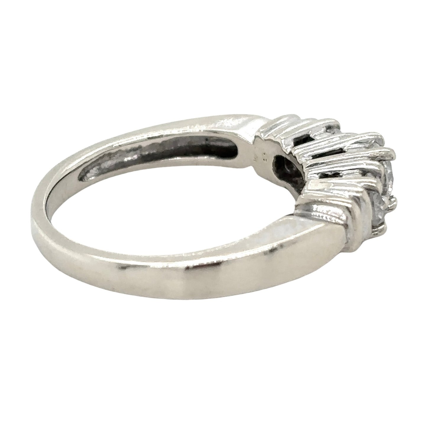 14k White Gold 1/2ctw Three-Stone Diamond Size 4.75 Engagement Ring 3.4g