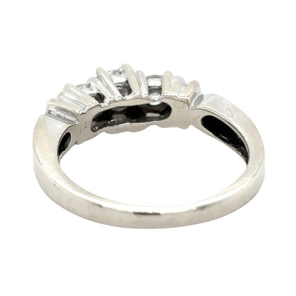 14k White Gold 1/2ctw Three-Stone Diamond Size 4.75 Engagement Ring 3.4g