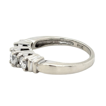 14k White Gold 1/2ctw Three-Stone Diamond Size 4.75 Engagement Ring 3.4g