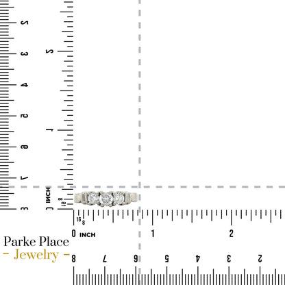 14k White Gold 1/2ctw Three-Stone Diamond Size 4.75 Engagement Ring 3.4g