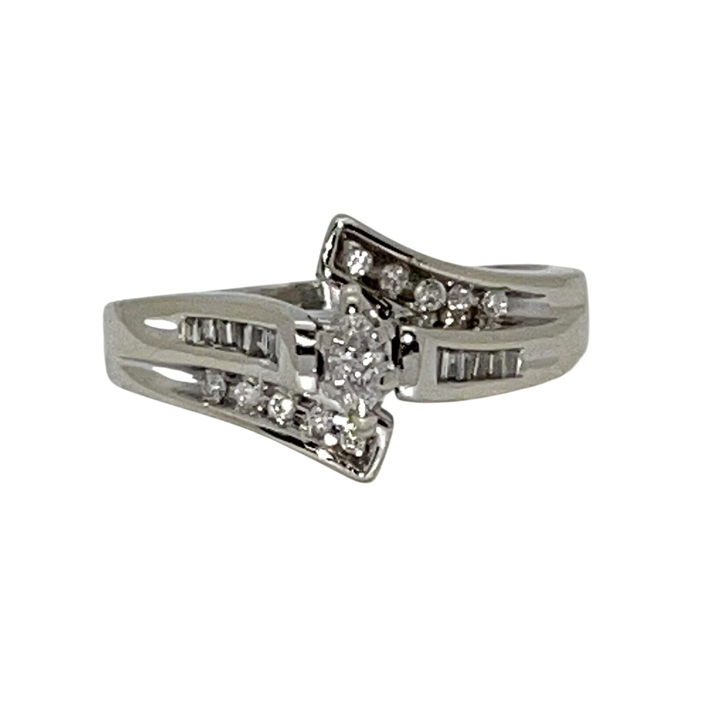 1/3 Ct Diamond Solitaire Accent Engagement Ring 14KW Gold Size 8
