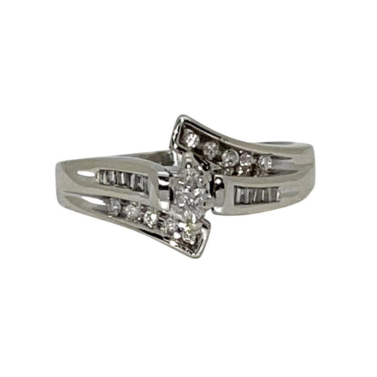 1/3 Ct Diamond Solitaire Accent Engagement Ring 14KW Gold Size 8