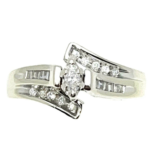 1/3 Ct Diamond Solitaire Accent Engagement Ring 14KW Gold Size 8