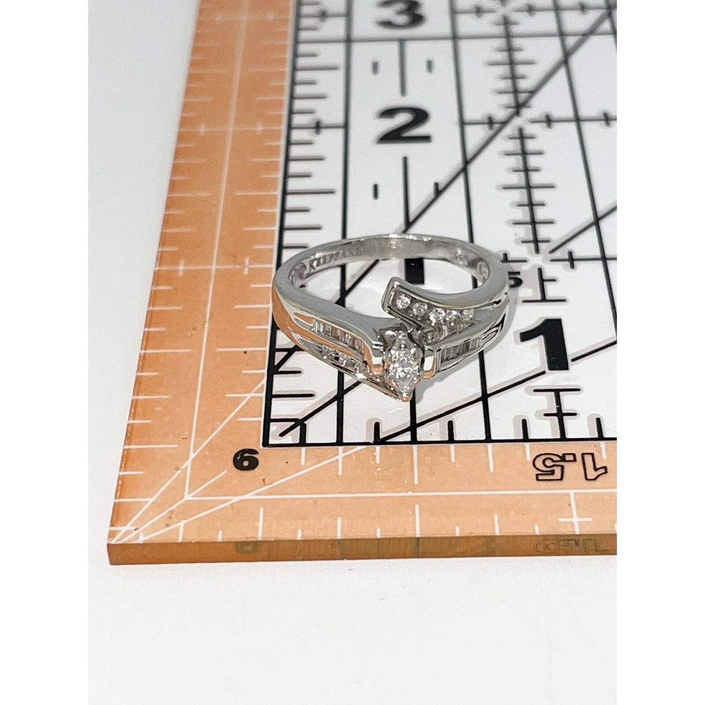 1/3 Ct Diamond Solitaire Accent Engagement Ring 14KW Gold Size 8