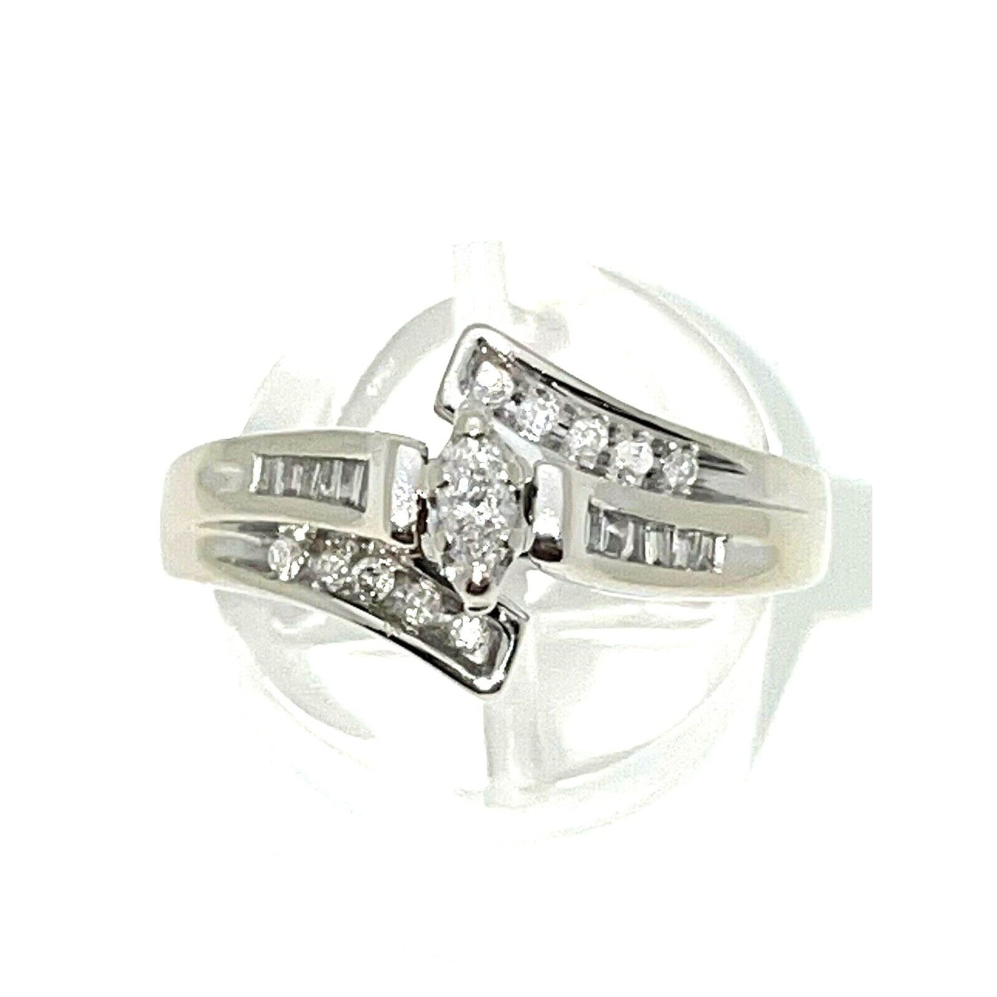 1/3 Ct Diamond Solitaire Accent Engagement Ring 14KW Gold Size 8