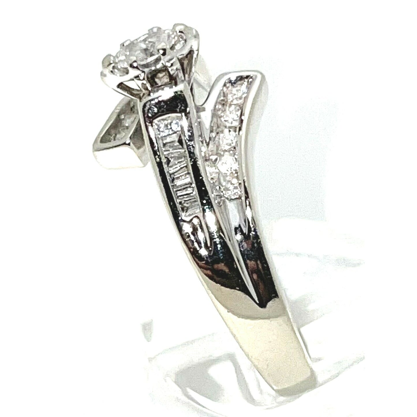 1/3 Ct Diamond Solitaire Accent Engagement Ring 14KW Gold Size 8
