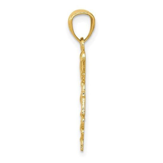 14K Yellow Gold Diamond-cut Polished RN Nurse Pendant