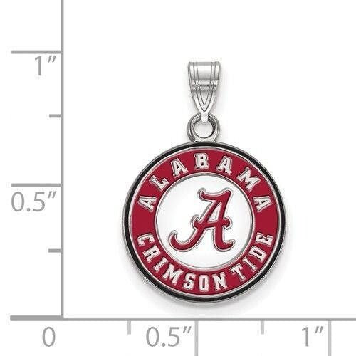Sterling Silver University Of Alabama Medium Enameled Disc Pendant .925