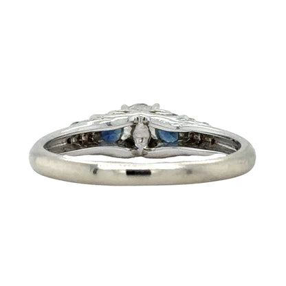 1/2ctw Diamond & Sapphire 14K White Gold Ring Size 7 2.9g