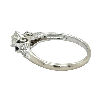 1/2ctw Diamond & Sapphire 14K White Gold Ring Size 7 2.9g