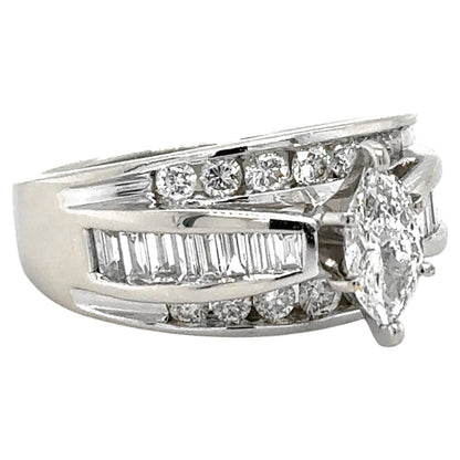 Diamond 14k White Gold Wedding Ring 9.8g Size 9.5