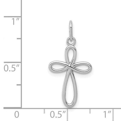 Small Ribbon Cross Pendant 14k White Gold