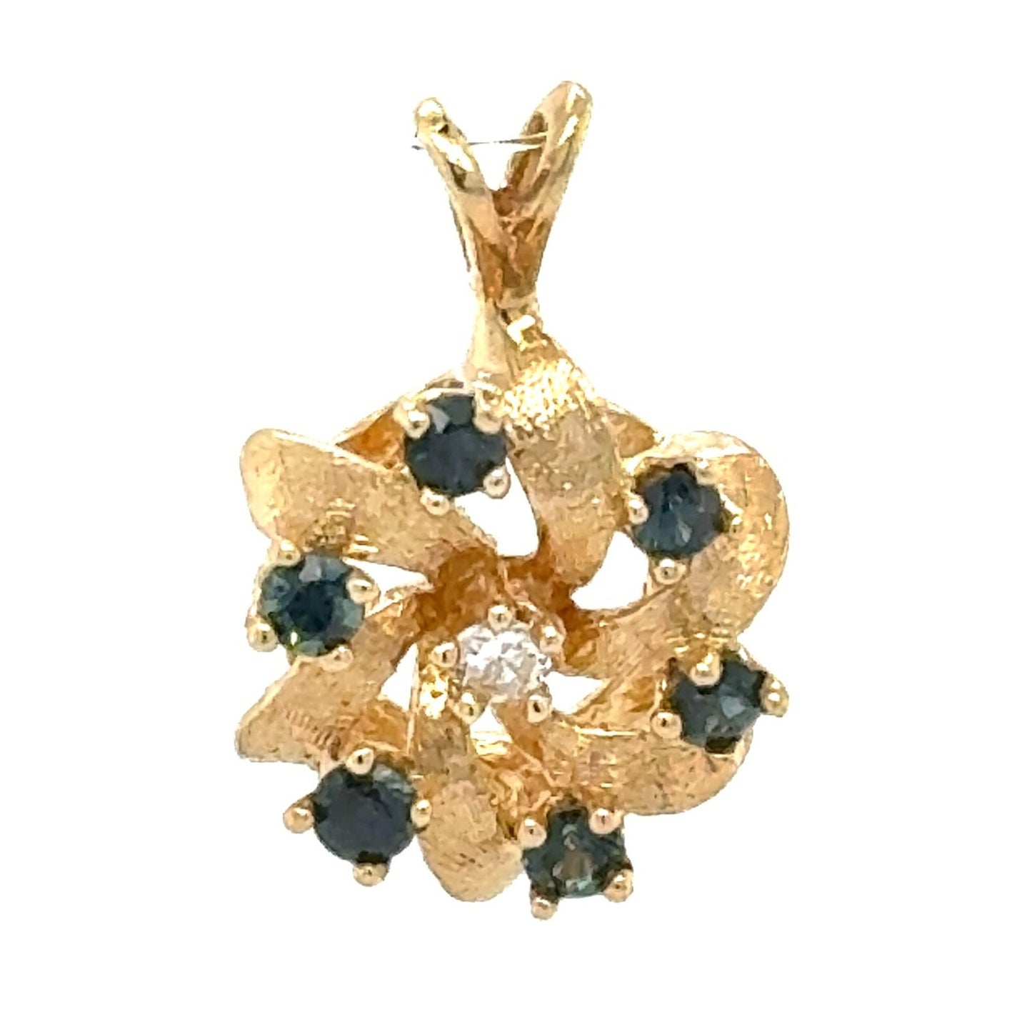 Blue Spinel & Diamond Pendant 14k Yellow Gold 2.8g