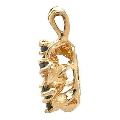Blue Spinel & Diamond Pendant 14k Yellow Gold 2.8g