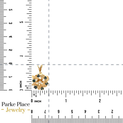 Blue Spinel & Diamond Pendant 14k Yellow Gold 2.8g