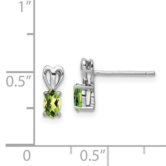 Sterling Silver Rhodium-plated August Birthstone Peridot Post Earrings