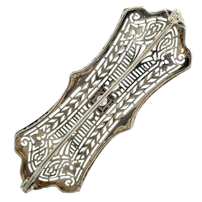 Vintage Diamond 14k White Gold Pin Brooch 4.6g