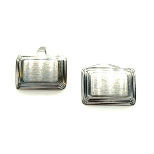 Chisel Stainless Steel Rectangular Cufflinks Silver-Tone