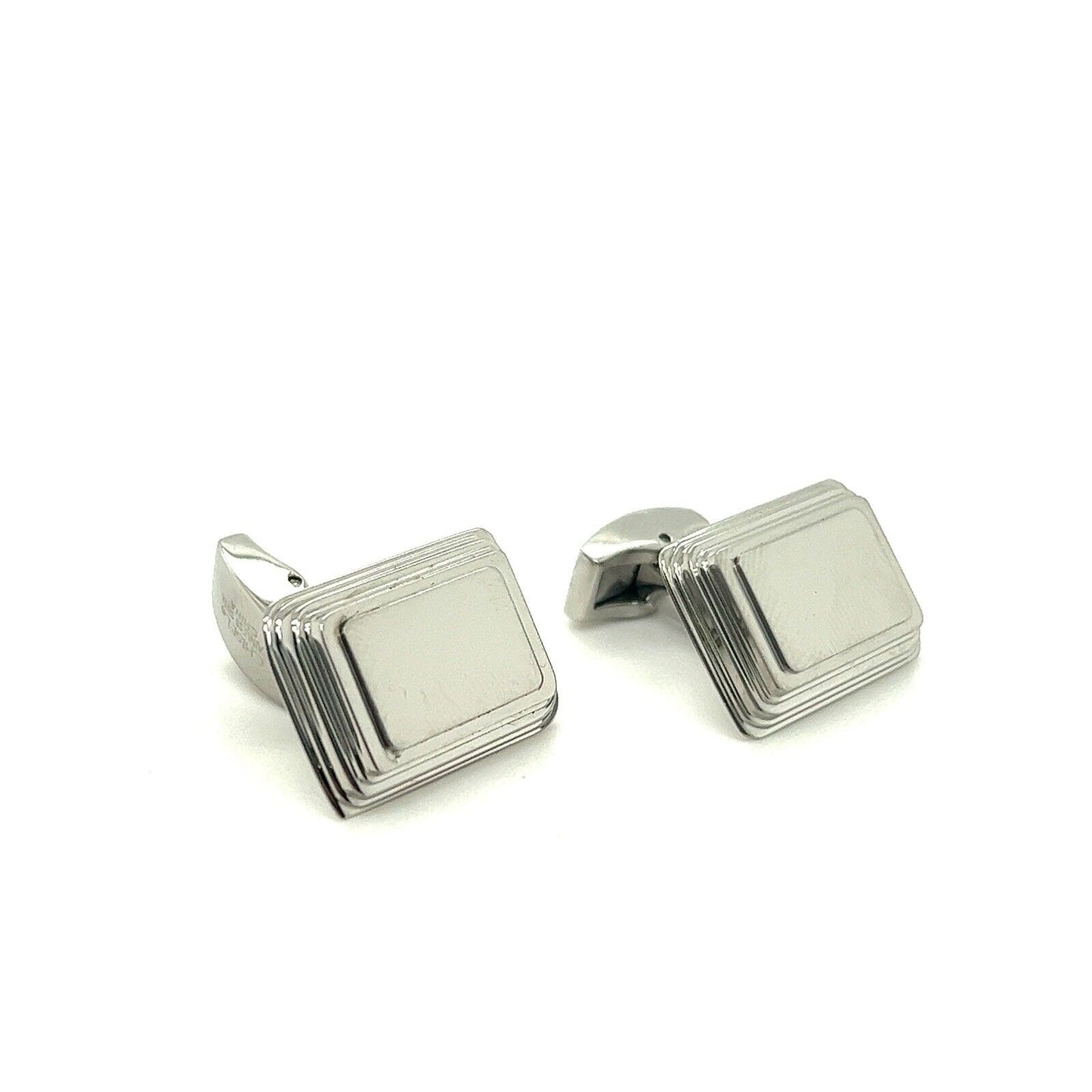 Chisel Stainless Steel Rectangular Cufflinks Silver-Tone